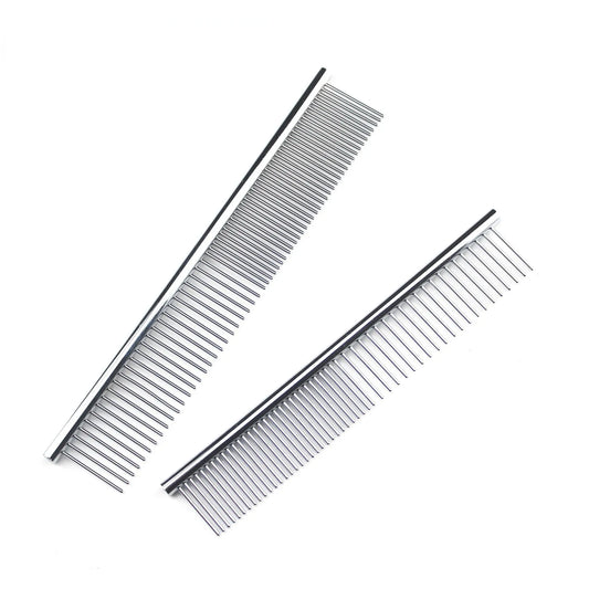 Pet Dematting Comb - Stainless Steel Pet Grooming Comb for Dogs and Cats Gently Removes Loose Undercoat, Mats, Tangles and Knots