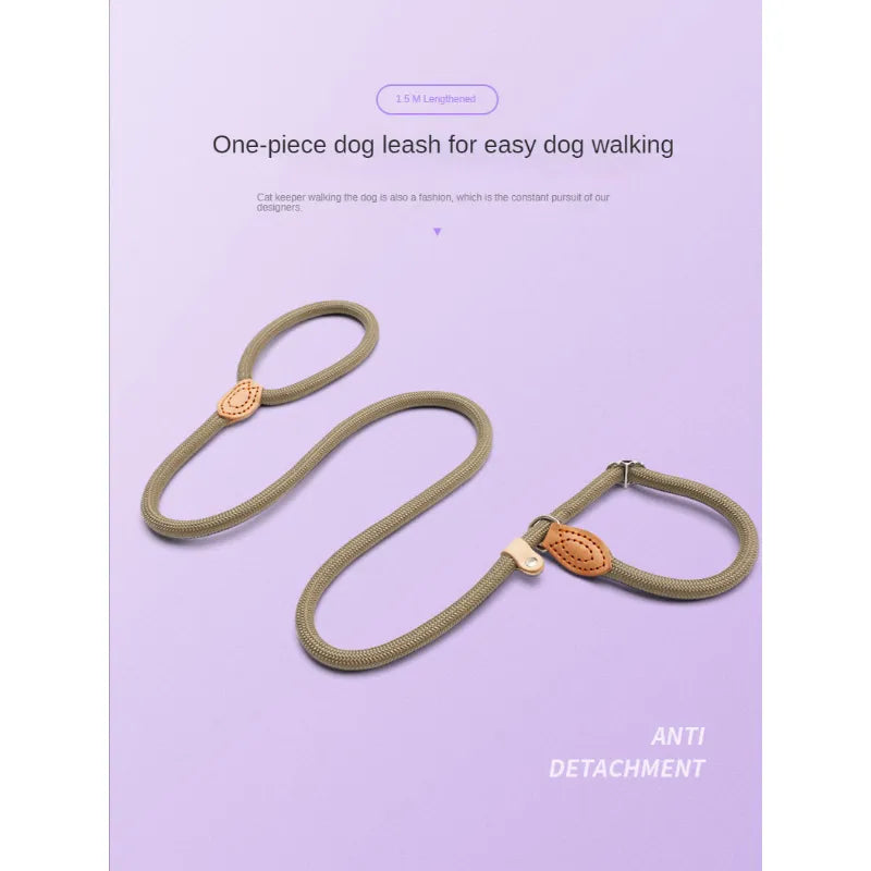 Dog Puppy Leash Adjustable Ring Collar Pet Training Leash for Medium Large Dog Slide Rope Lead Leash Braided Rope Dog Collars
