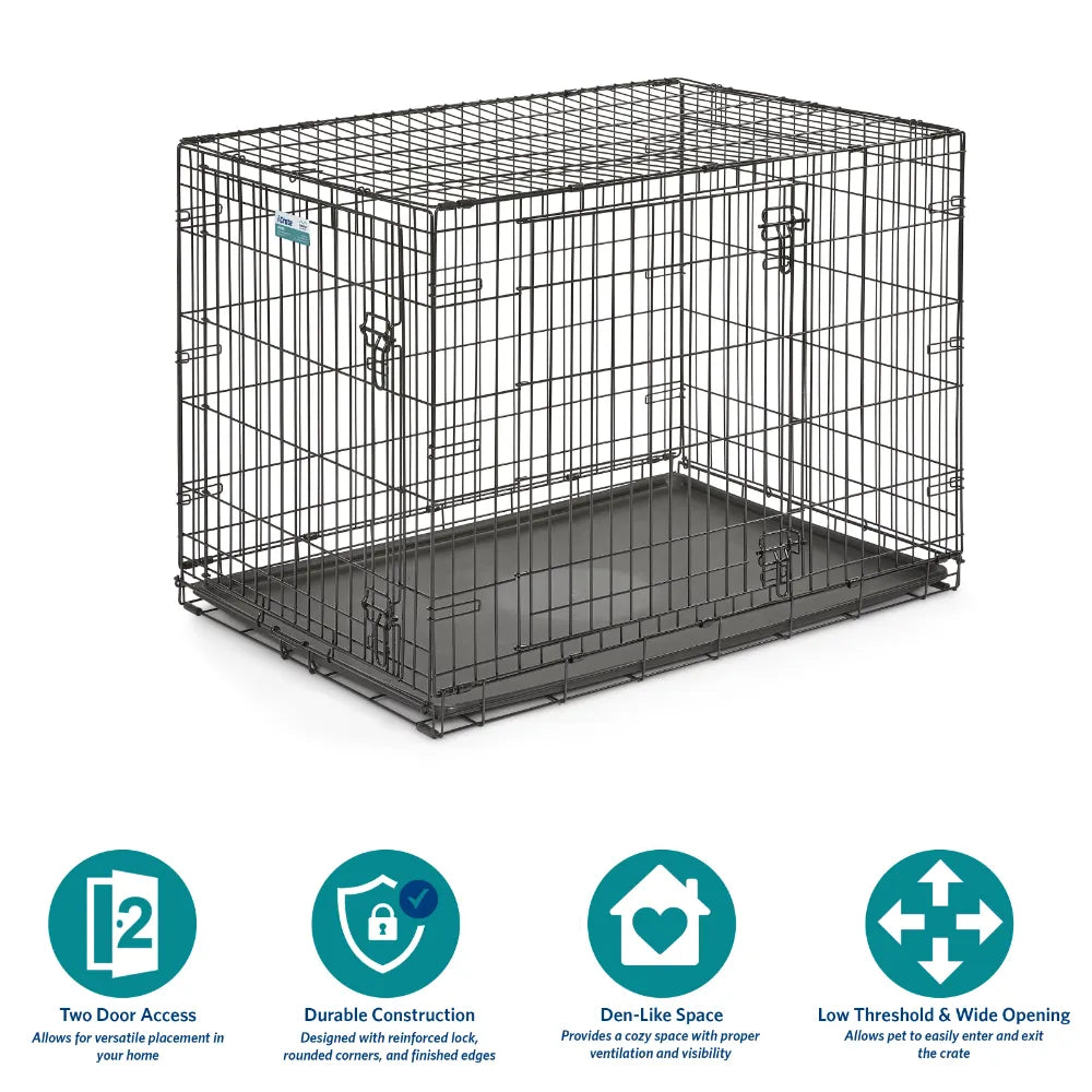MidWest Homes For Pets Double Door iCrate Metal Dog Crate, 42" dog house  dog cage  dog kennel