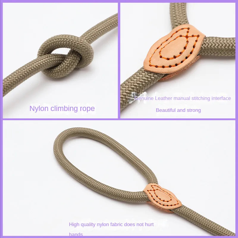 Dog Puppy Leash Adjustable Ring Collar Pet Training Leash for Medium Large Dog Slide Rope Lead Leash Braided Rope Dog Collars